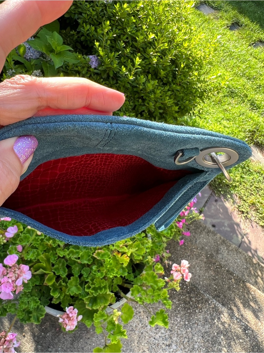 Hammitt Small Nash Blue Suede Wristlet/crossbody - Picture 5 of 8